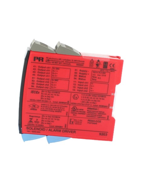 Pilote de solénoïde d'alarme Pr electronics 9203b1b1 pour sortie de zone Atex - 2 canaux
