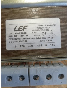 Lef q150c230 Trasformatore monofase di comando 1500va, in 230-400v, out 115-0-115v 2