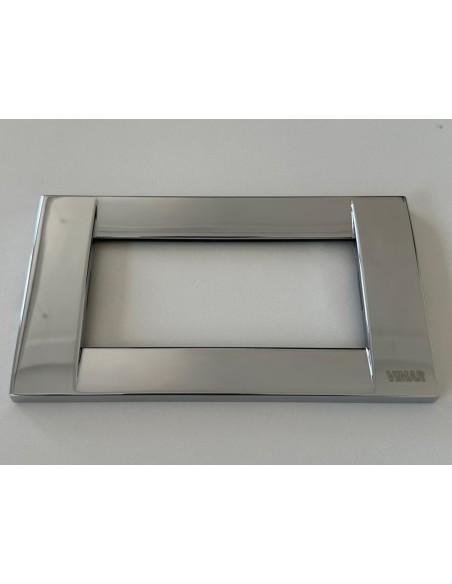Vimar Idea 16734.36 Plaque Classique 4 Modules Métal Chrome