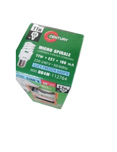 Century Italia dd4m-112764 micro spiral lamp 11w 60w e27 240vac 6400°k century 2