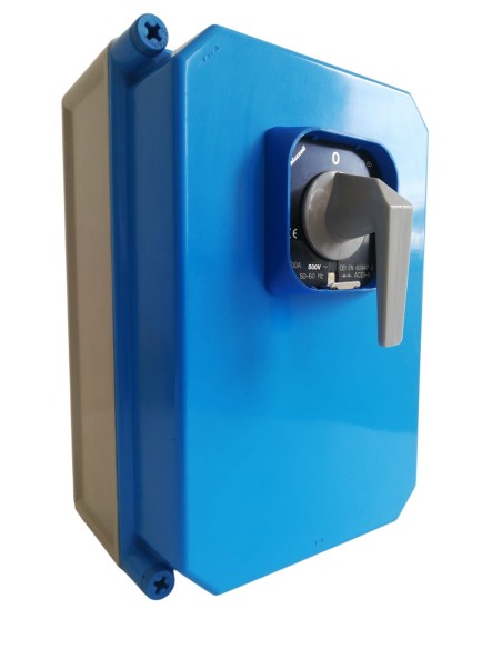 Interruptor seccionador Palazzoli 293053 CAM 4p 100a fnh00 con base portafusibles en contenedor termoendurecible ip65