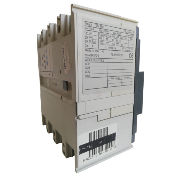 Disyuntor automático Abb 1sda051132r1 t2n 160 pr221ds-ls en 160a 4p f f 36ka