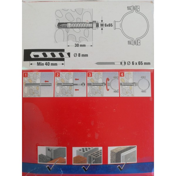 Fischer 00500211 tassello s 8 dv con doppia vite m6