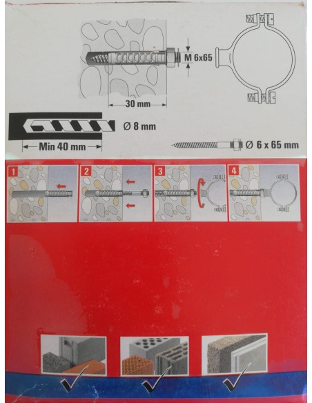 Fiche Fischer 00500211 s 8 dv avec double vis M6