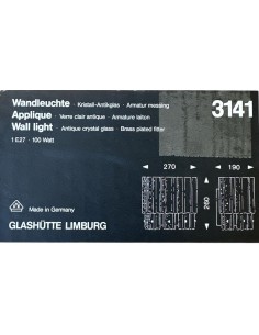 Applique murale Bega 3141 avec structure dorée et verre satiné, 100 W E27