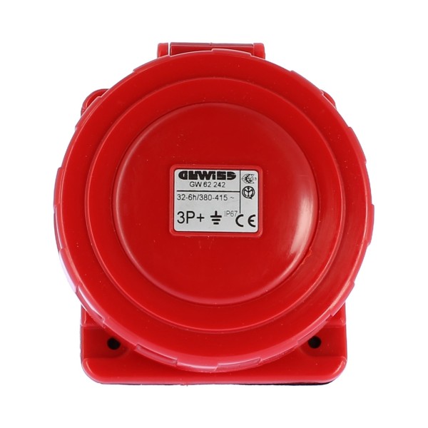 Gewiss prise fixe 10ø encastrée étanche 3p t 32a 400v 6h gw62242 prises industrielles