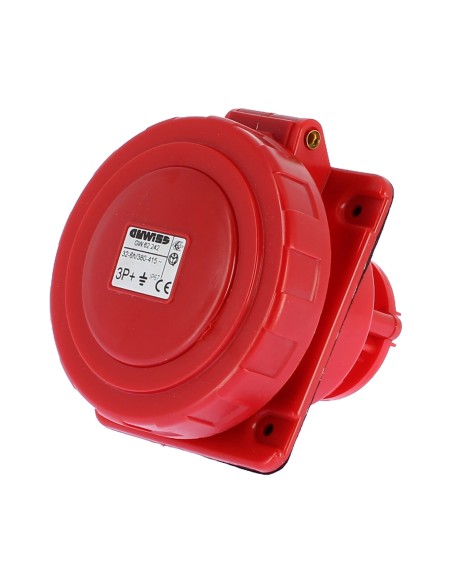 Gewiss fixed socket 10ø flush-mounted watertight 3p t 32a 400v 6h gw62242 industrial sockets