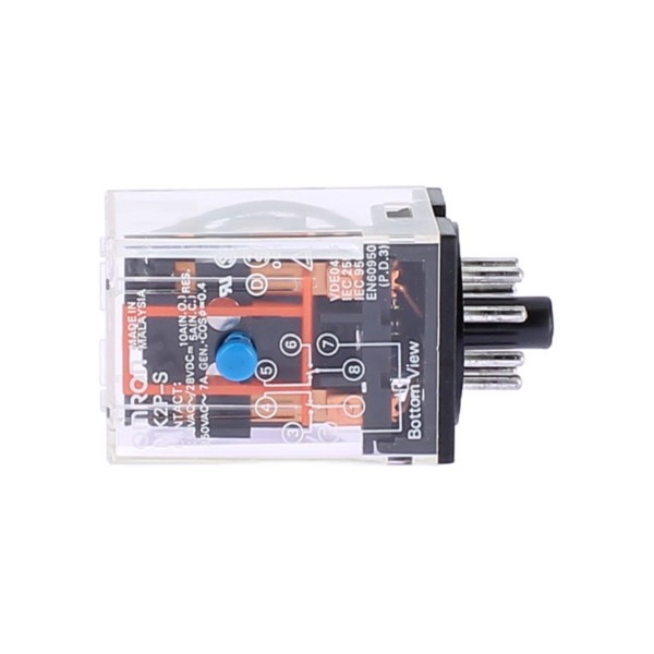 Omron mk2ps48dc relay 2 spdt, 10a 48vdc, octal test button