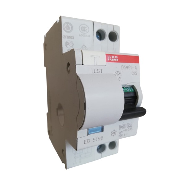 Abb eb 519 6 ds951 differential circuit breaker 1p+n 25a 6ka 0.03a