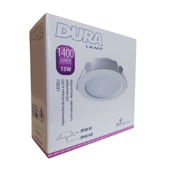 Spot LED encastré Duralamp d41540 Leseli 4 15W 90° 4000K