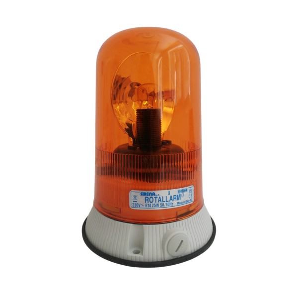 Sirène 63044 clignotante rotative, alarme lumineuse orange 230 V CA 25 W