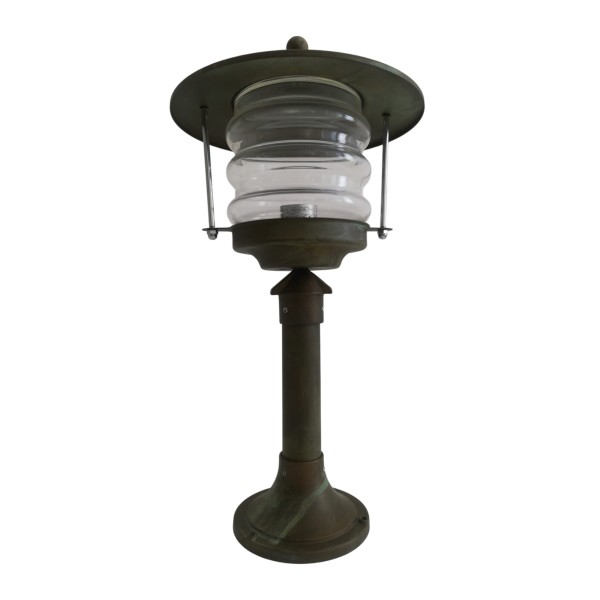Moretti luce 177.ar lampada a palo h.51 ottone antico ramato vetro trasparente ip43 60w e27
