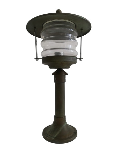 Moretti luce 177.ar lampada a palo h.51 ottone antico ramato vetro trasparente ip43 60w e27