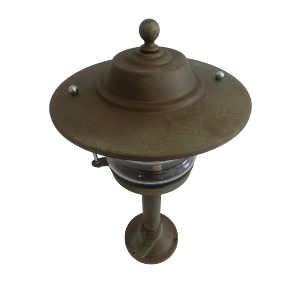 Moretti luce 177.ar lampada a palo h.51 ottone antico ramato vetro trasparente ip43 60w e27