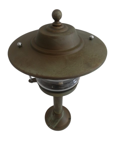 Moretti luce 177.ar lampada a palo h.51 ottone antico ramato vetro trasparente ip43 60w e27