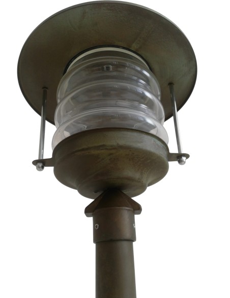 Moretti luce 177.ar lampada a palo h.51 ottone antico ramato vetro trasparente ip43 60w e27