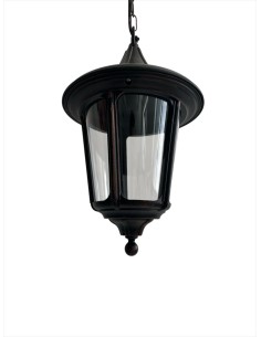 Suspension lanterne Moretti Luce 202.6 en cuivre noir, cuivré, culot E27, IP43