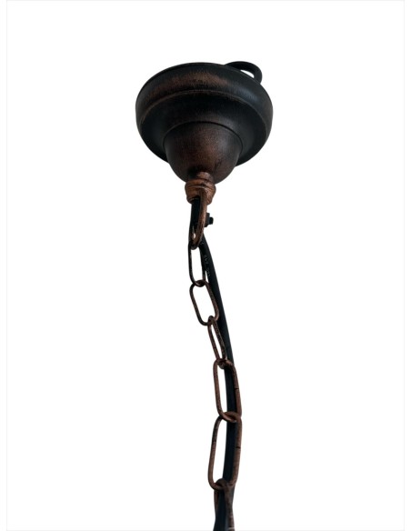 Suspension lanterne Moretti Luce 202.6 en cuivre noir, cuivré, culot E27, IP43