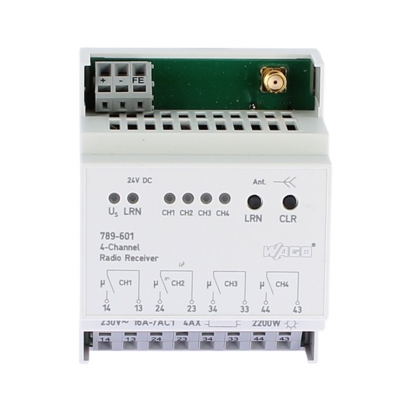 Récepteur radio WAGO 789-601 à 4 canaux avec 4 contacts normalement ouverts 16 A 24 Vcc