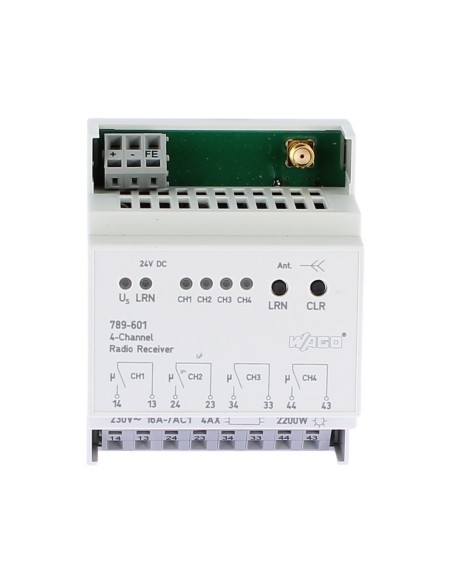 Récepteur radio WAGO 789-601 à 4 canaux avec 4 contacts normalement ouverts 16 A 24 Vcc