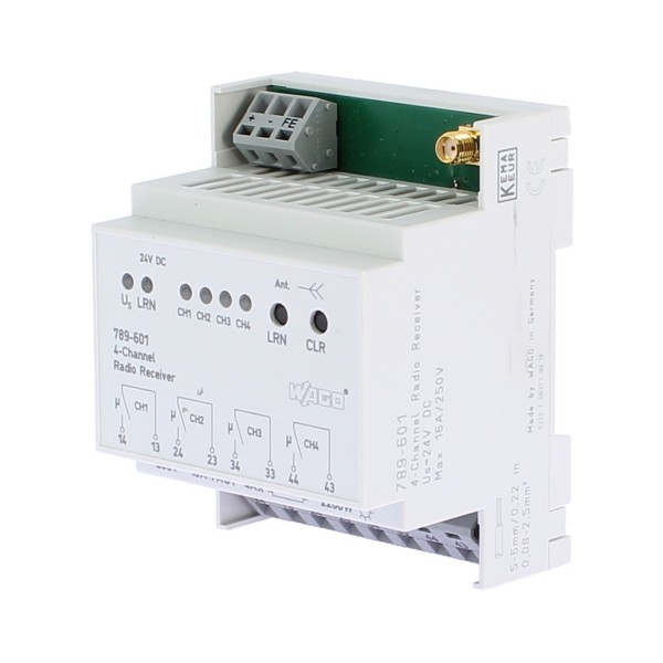 WAGO 789-601 4-channel radio receiver with 4 normally open contacts 16a 24vdc