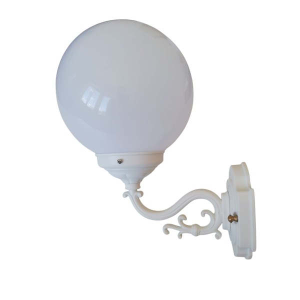 Applique murale Moretti Luce 220.5.O blanche avec sphère opale E27 IP43