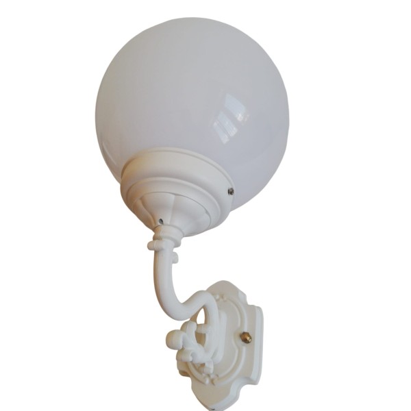 Moretti luce 220.5.O white wall lamp with opal sphere E27 IP43