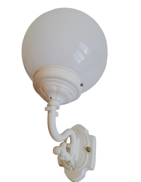 Applique murale Moretti Luce 220.5.O blanche avec sphère opale E27 IP43