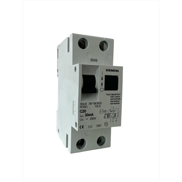 Siemens 5su37470kw20 Thermomagnetischer Differentialschalter 2p 0,03 20a c 4500