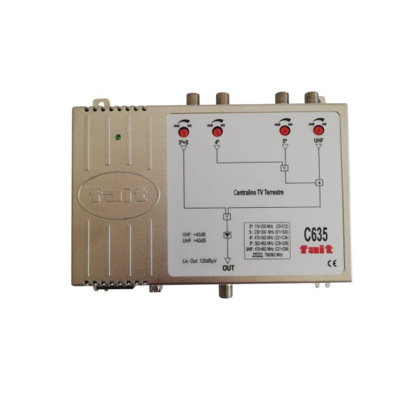 Fte c635 centralino tv amplificatore 4 ingressi 40db / 120dbuv