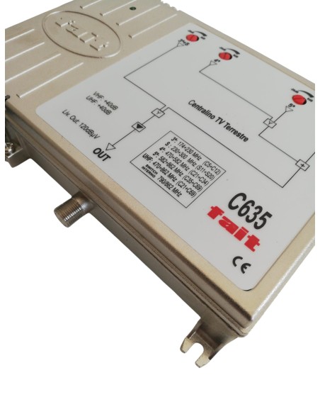Fte c635 centralino tv amplificatore 4 ingressi 40db / 120dbuv