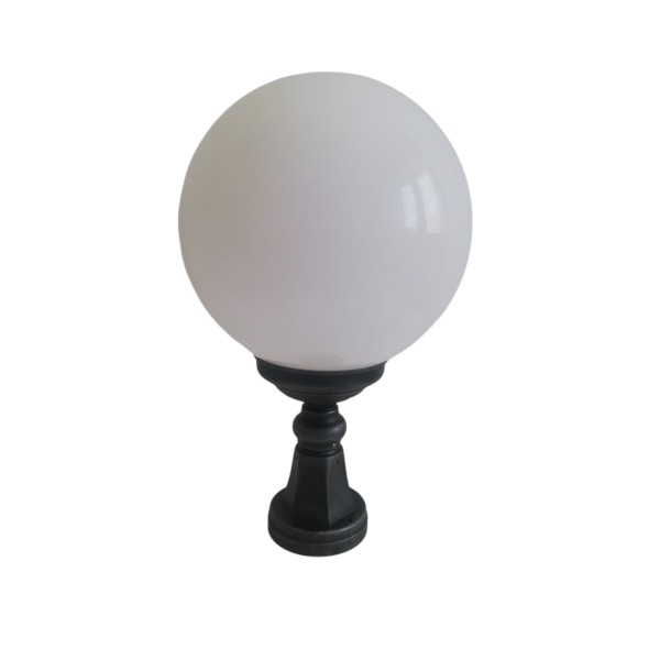 Moretti luce 23r1.3.o lampione nanetto nero-argento con sfera opale e27 ip43