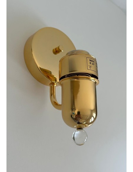 Leucos 648/g Murano two wall lamps gold frame amber glass E27 150w max (display)