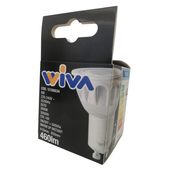 Wiva 12100034 led spot bulb gu10 6w 3000k