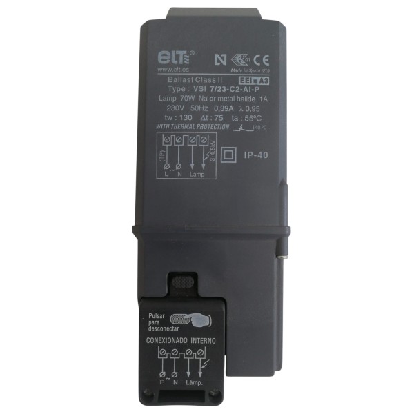 Alimentation Elt 6211511 70 W pour lampes aux halogénures métalliques ou au sodium haute pression VSI 7/23-C2-AI-P