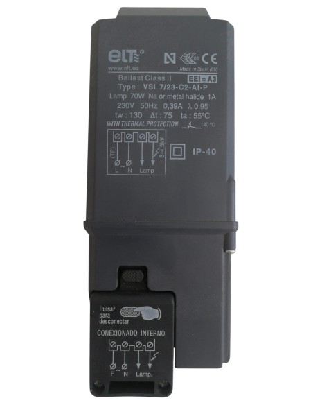 Elt 6211511 elt alimentatore 70w ioduri metallici o sodio alta pressione vsi 7/23-c2-ai-p Elt 6211511 elt alimentatore 70w ioduri metallici o sodio alta pressione vsi 7/23-c2-ai-p
