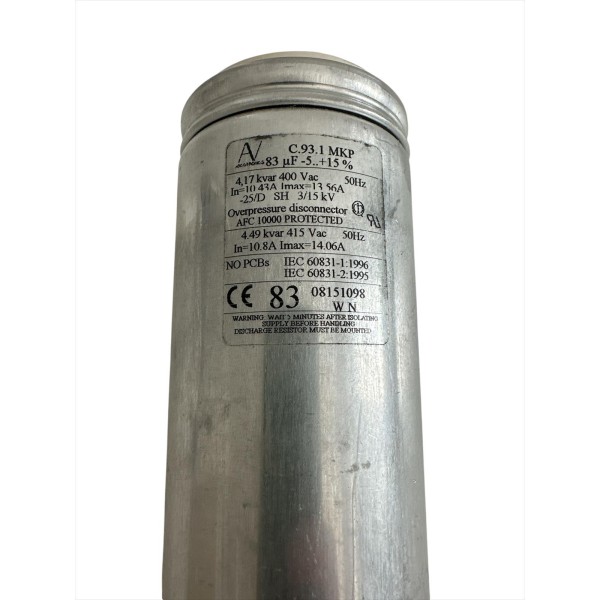 Condensateur Arcotronic c931zg35830raox 83 µF 4,17 kvar 400 Vca