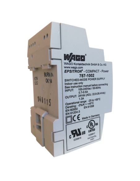 Alimentation à découpage Wago 787-1002 100-240 Vca 24 Vcc 1,3 A DIN