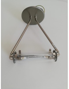 Suspension cylindrique Fontana Arte AT1S150NSVS pour ampoule Spark 150W, finition nickel satiné