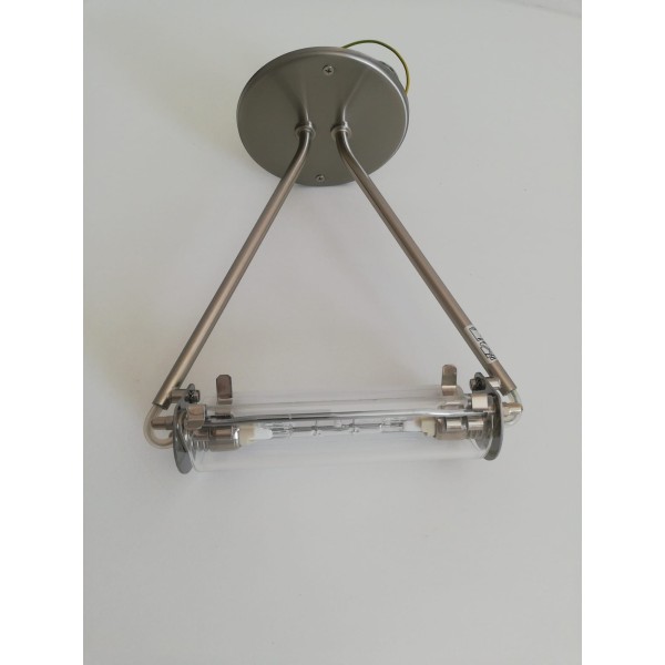 Suspension cylindrique Fontana Arte AT1S150NSVS pour ampoule Spark 150W, finition nickel satiné