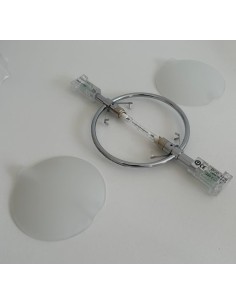 Fontana arte 3216cr lampada su cavi paralleli Nobi cromata 1x120w r7s con vetri satinati