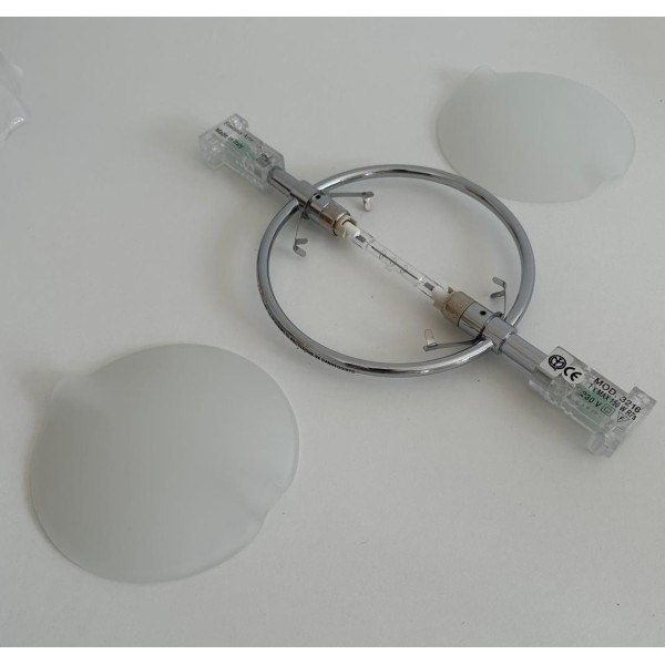 Fontana arte 3216cr lampada su cavi paralleli Nobi cromata 1x120w r7s con vetri satinati