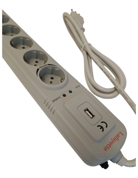 Lafayette 33500015 my-6 usb 6-socket unel power strip with usb port