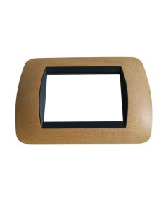 Bticino L4803LAR 3-seater plate in American maple wood, Living International