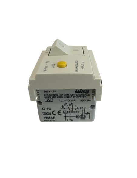 Vimar 16521.16.B Interruttore magnetotermico differenziale serie idea 16a 10ma bianco Vimar 16521.16.B Interruttore magnetotermico differenziale serie idea 16a 10ma bianco
