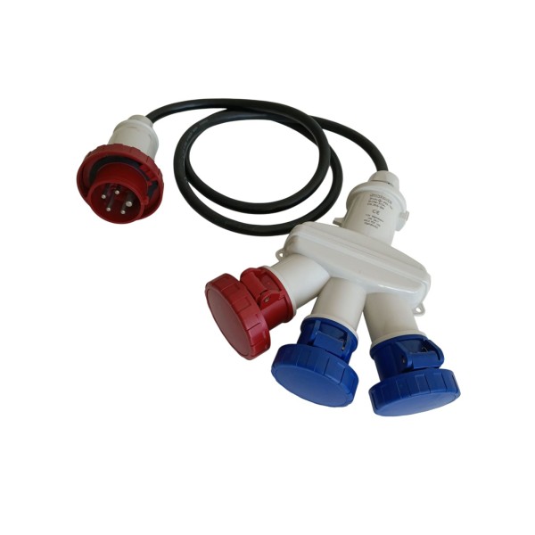 Adaptateur triple Scame 606 3515-059 avec câble IP66, prise tripolaire 16 A, 2 prises tripolaire 16 A // 1 prise tripolaire 16 A