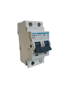 Disyuntor Hager NC216A, 2 polos, 16 A, 10 kA, curva C, 2 módulos DIN