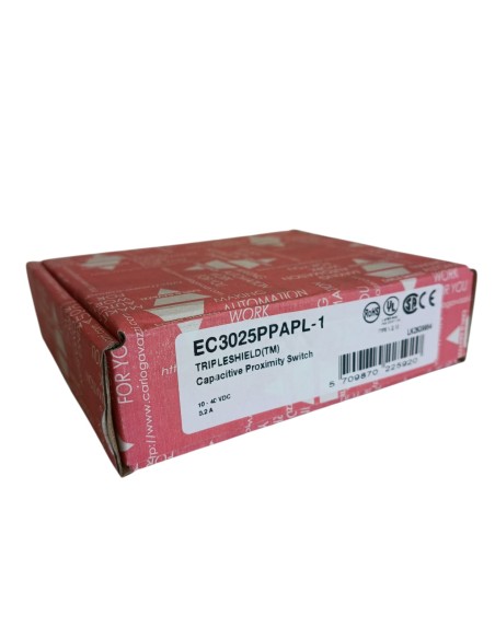 Capteur capacitif Gavazzi EC3025PPAPL-1, connecteur M30 SN25 mm, 10-40 Vcc, PNP, plastique, M12