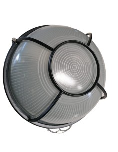 Plafonnier rond noir T542/n E27 avec grille en verre satiné pour plafond/mur