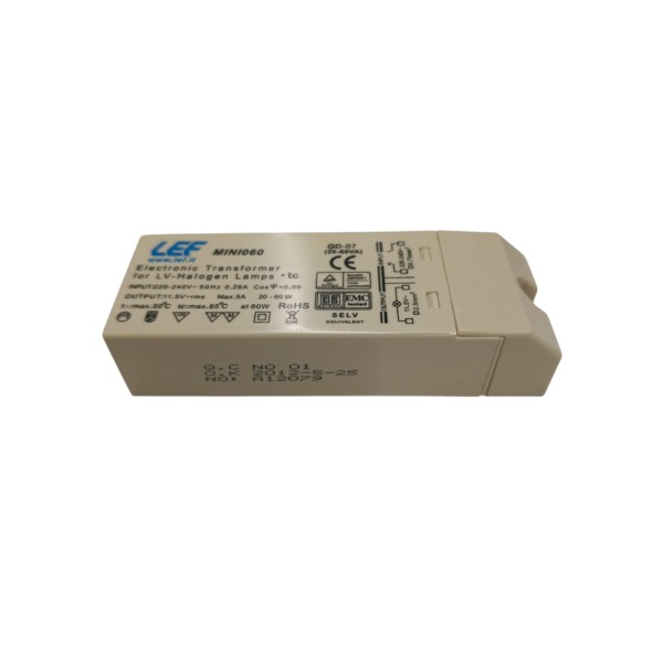 Transformateur électronique Lef mini060 20÷60w 230v / 12vac mini